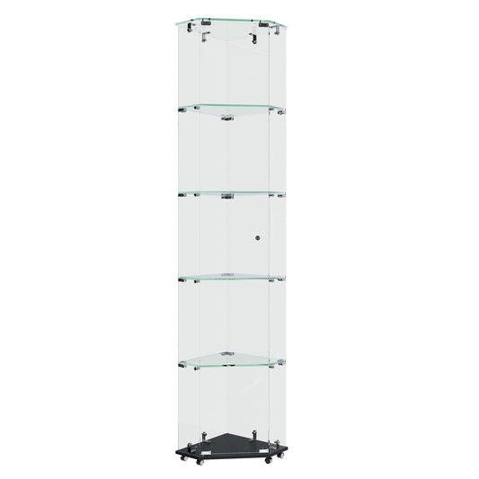 5 Tier Diamond Glass Display Case With 5 Dynamic LED Modes - Black