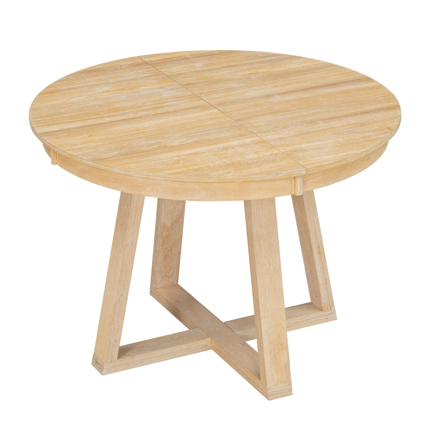 Dining Set With Leaf Round Table And 4 Upholstered Chairs
