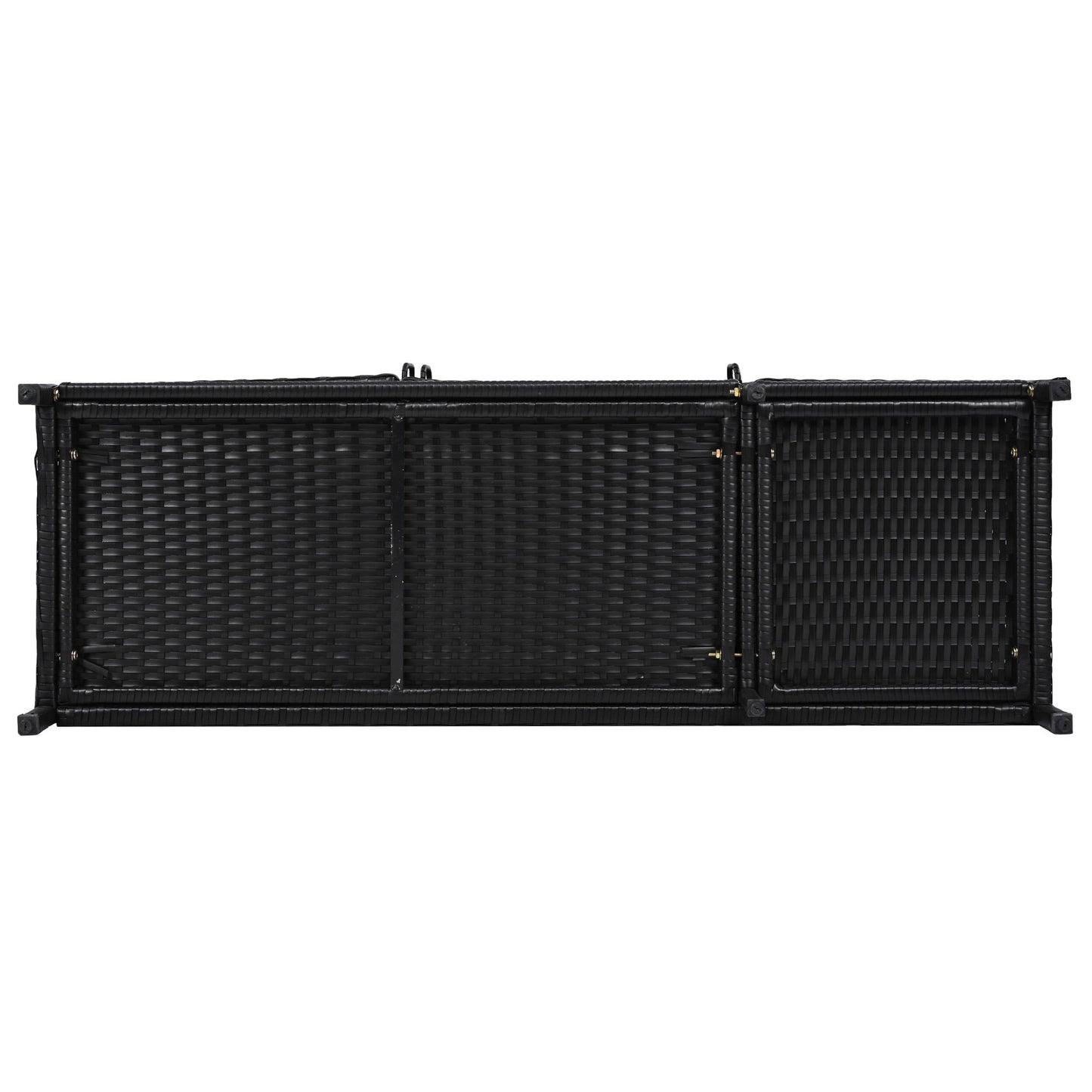 K&K 47.5"W Wicker Outdoor Storage Cabinet with Tempered Glass Top