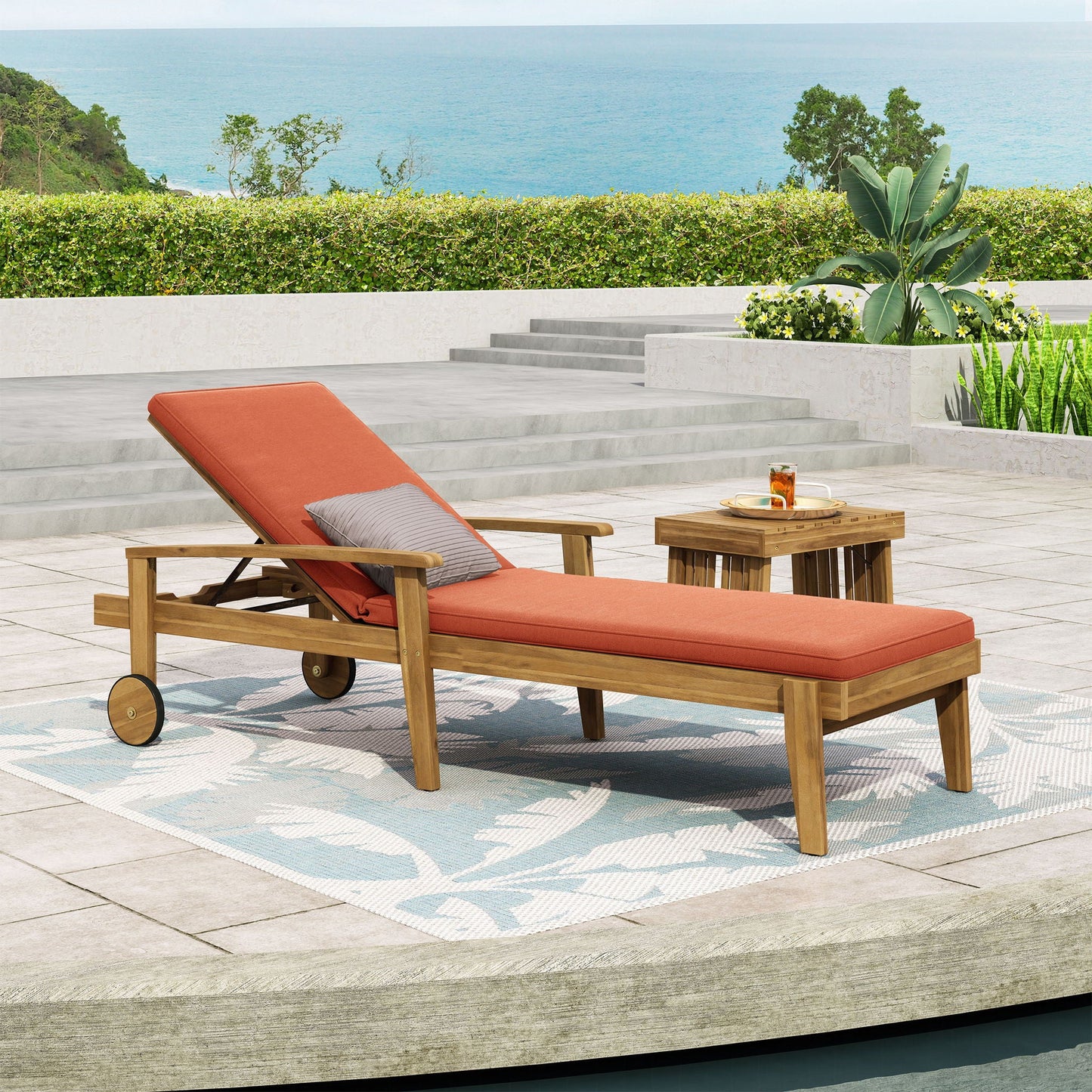 Jason Chaise Lounge Adjustable Acacia Wood Outdoor Furniture