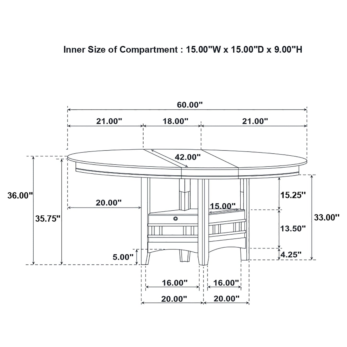 Hester - Extension Counter Dining Table - Chestnut