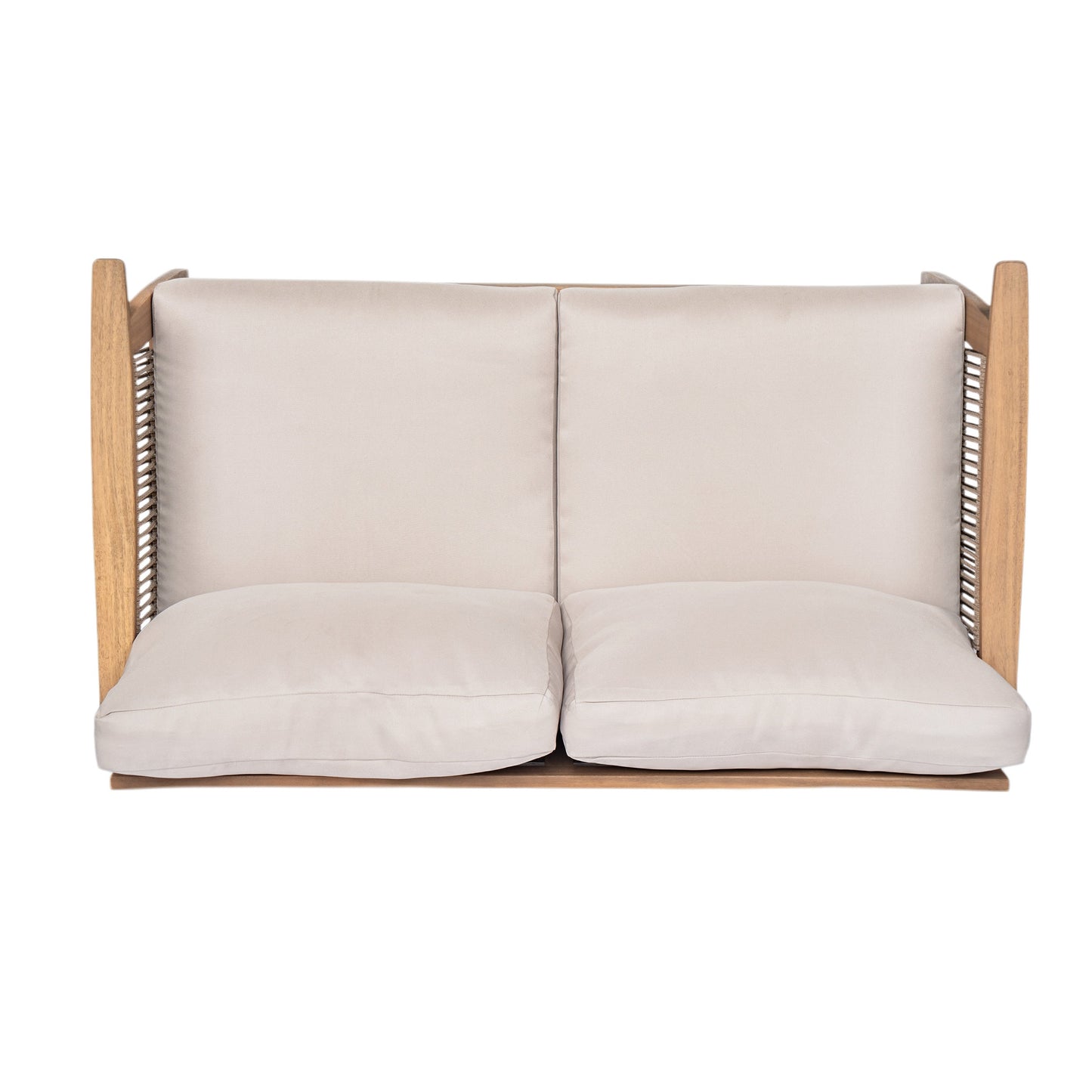Outdoor 2pc Acacia Wood and Rope Patio Chat Set