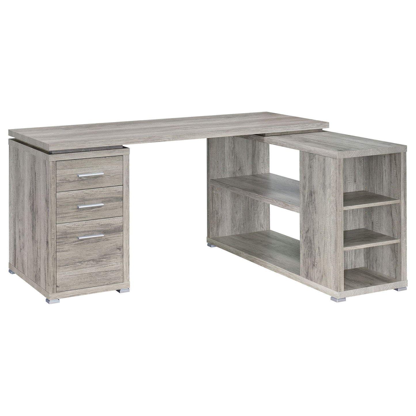 Tona - L-Shape Computer Desk With 3 Drawers And 5 Shelves
