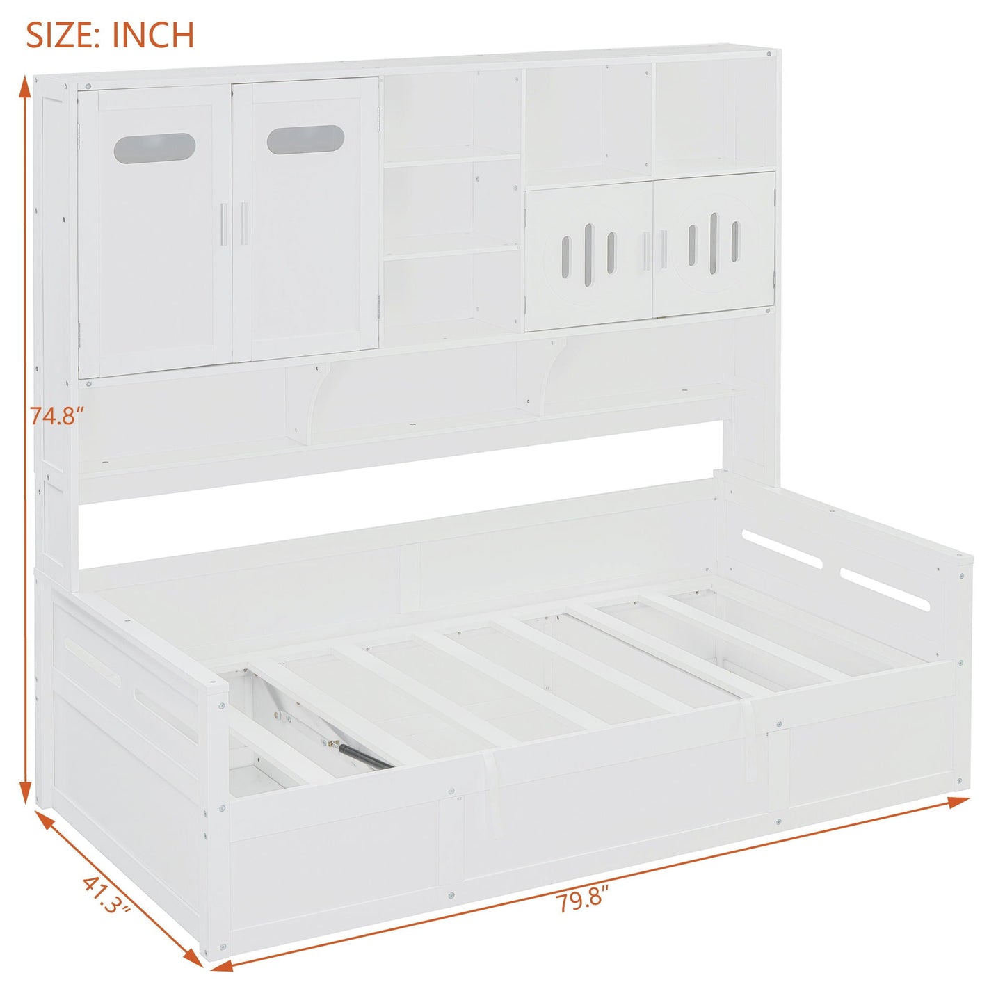 Daybed With All-In-One Cabinet And Shelf