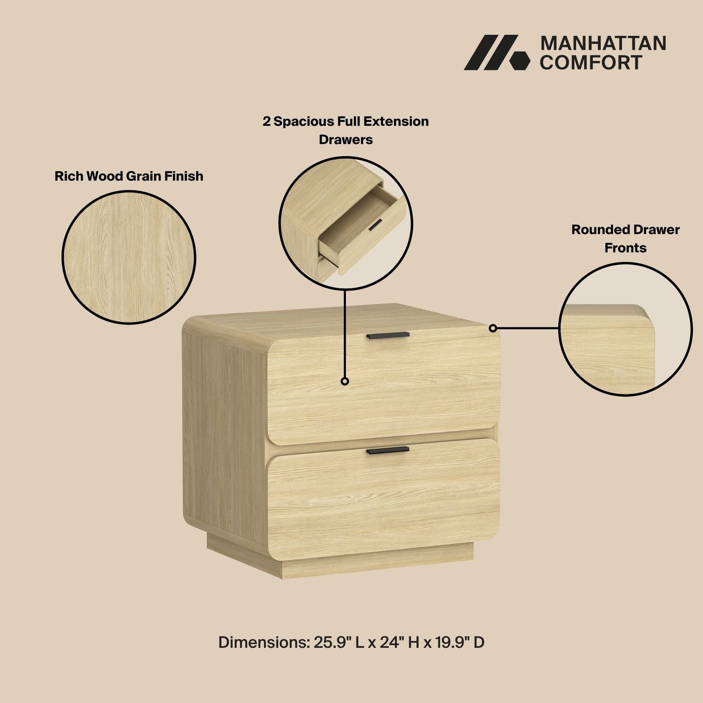 Chrystie - Modern Nightstand