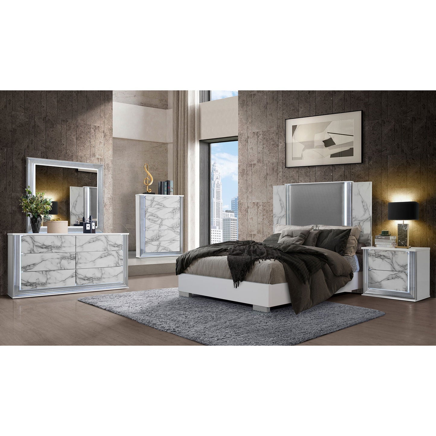 Moon - Modern Bed With LED Accent Lighting