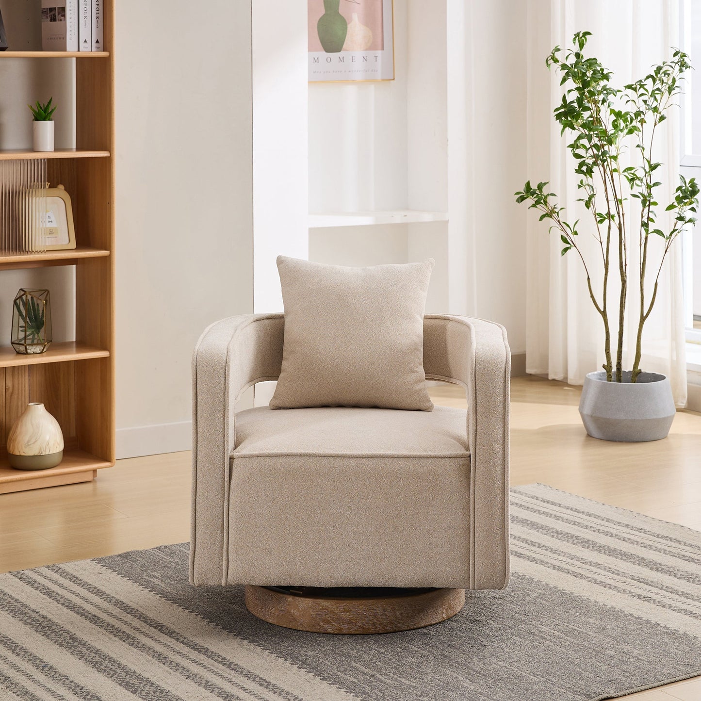 29.1"W Swivel Accent Chair With Weathered Base