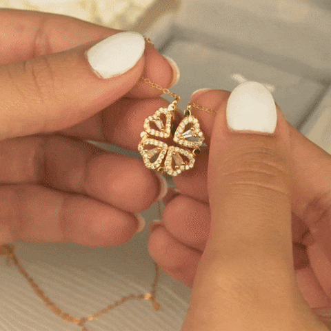 Lucky Clover Four Leaf Heart Necklace Gold Plated Pendant