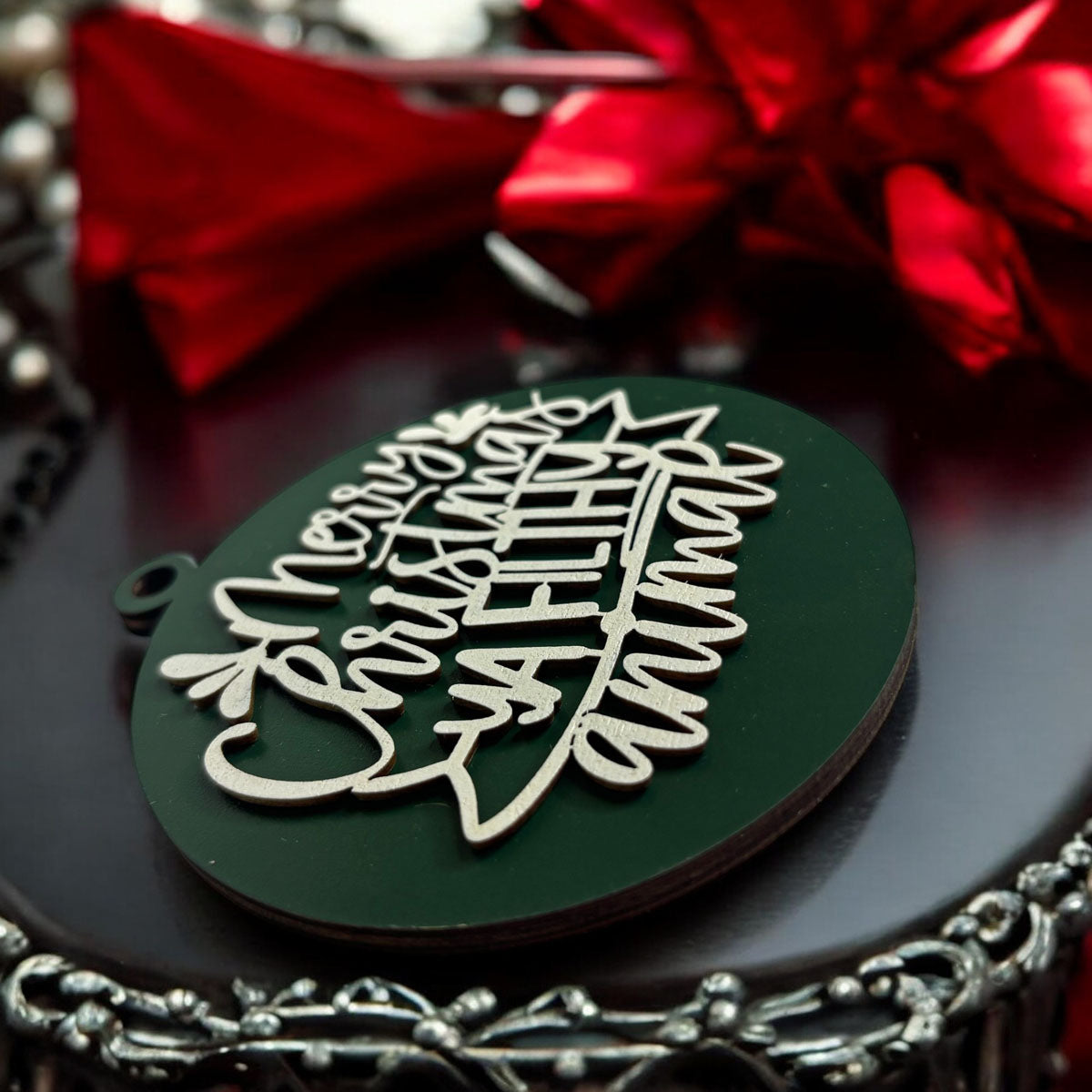 Christmas Ornament Merry Christmas Ya Filthy Animal Wooden 3D 12 Colors