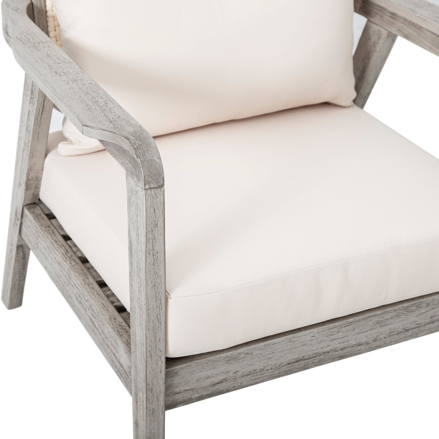 (Set of 2) Outdoor Acacia Wood Patio Club Chairs with Cushions