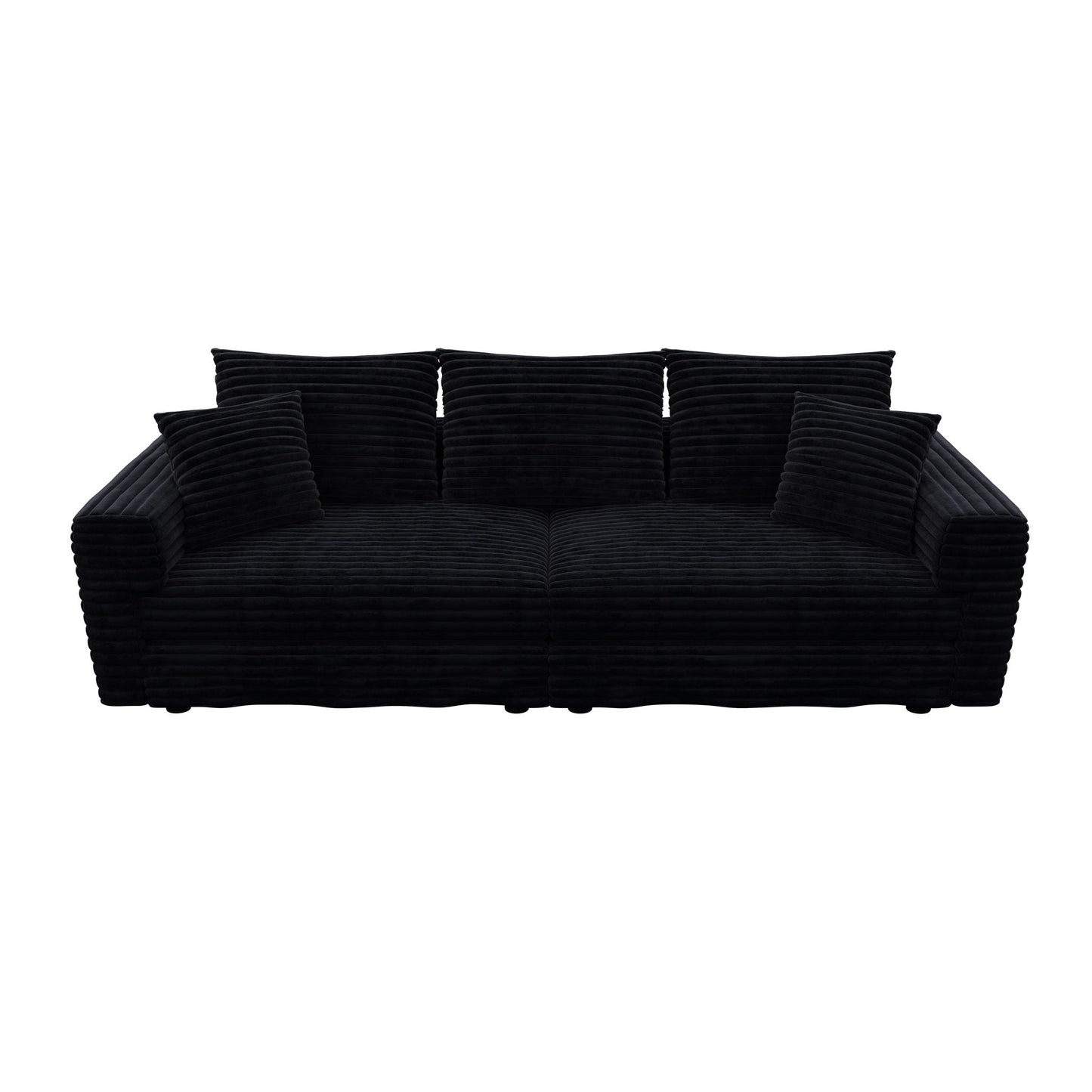 Deep Seat Convertible Sofa With Soft Pillows And Ottomans