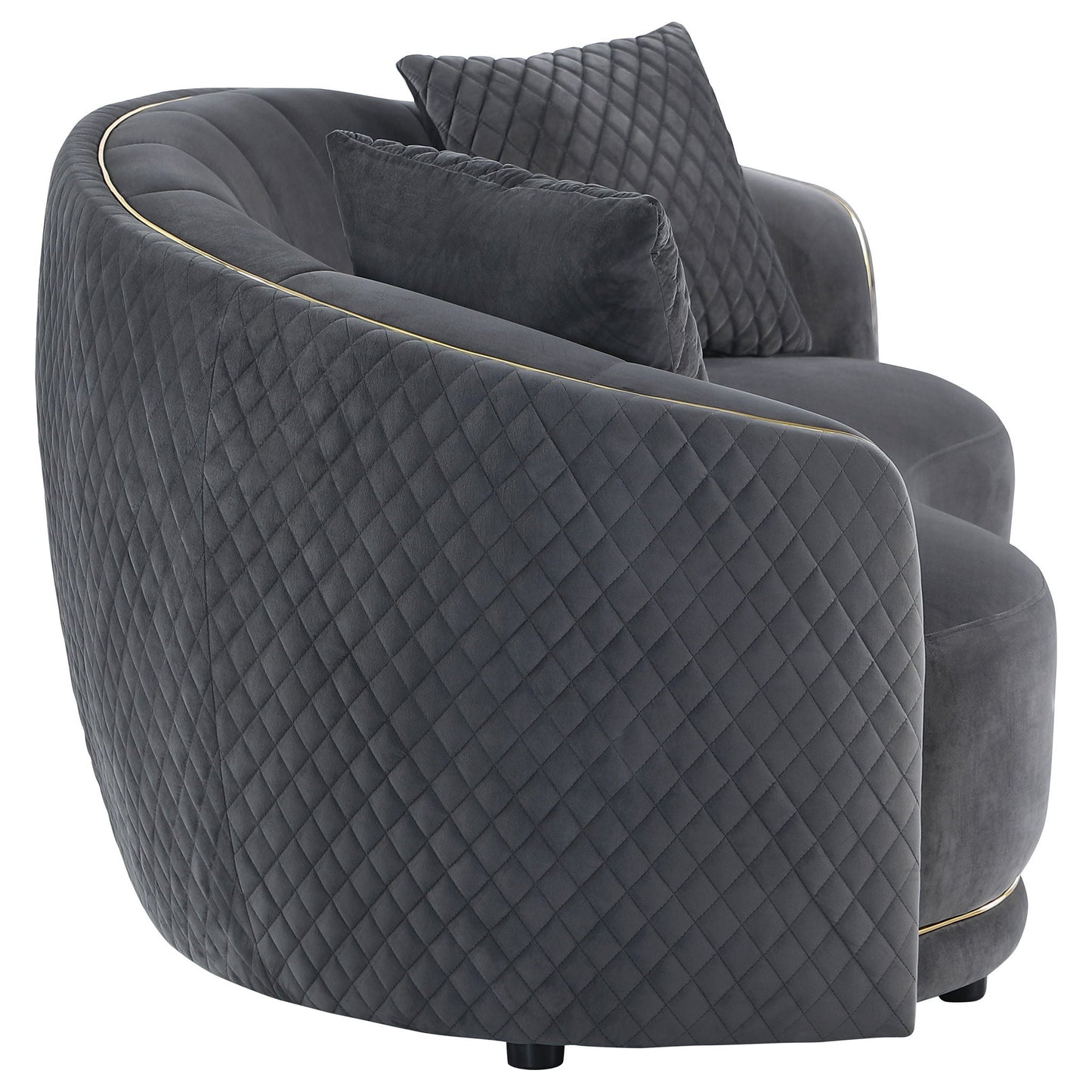 Lorraine - Upholstered Curved Loveseat - Dark Gray