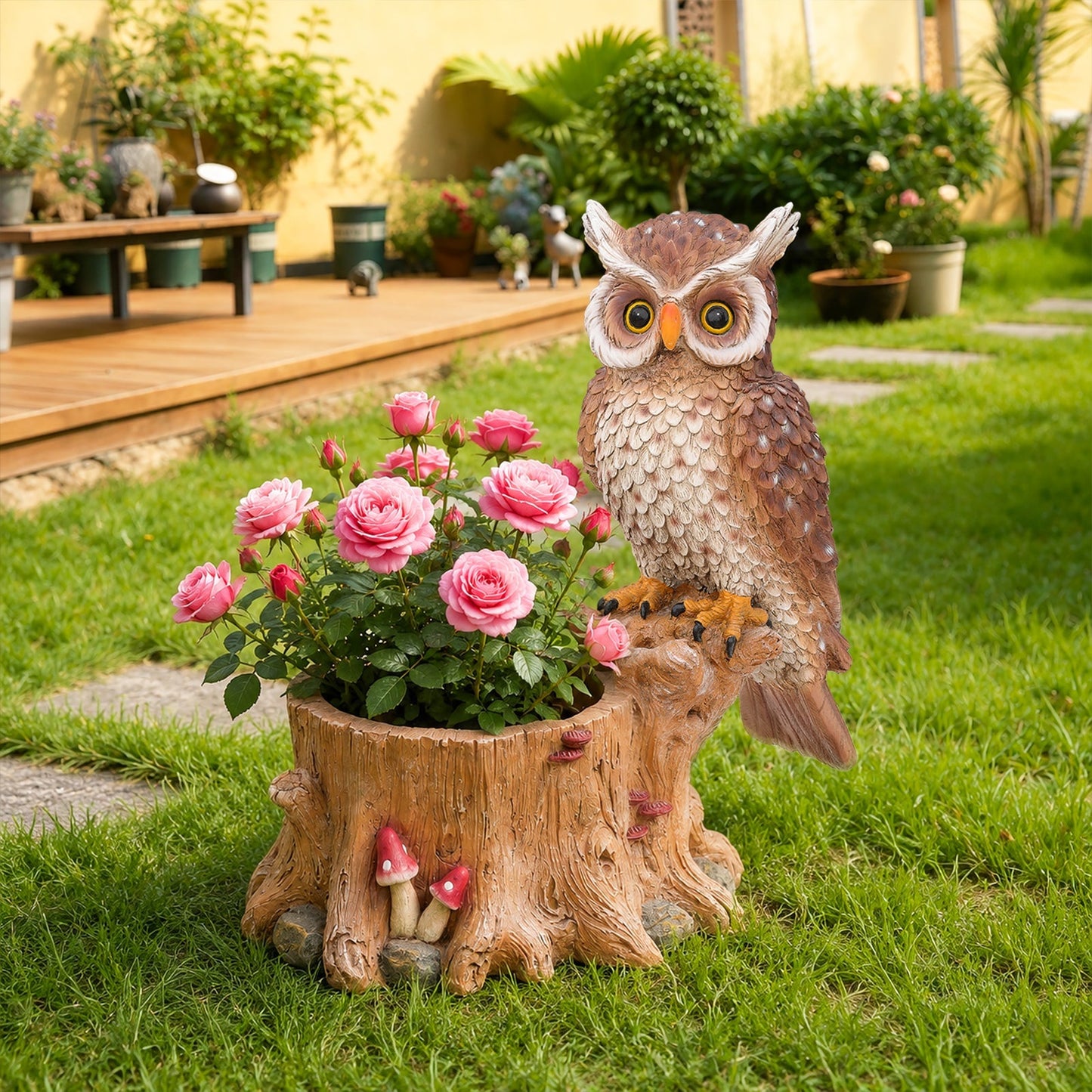 Decorative Owl Garden Planter Pot on Branch