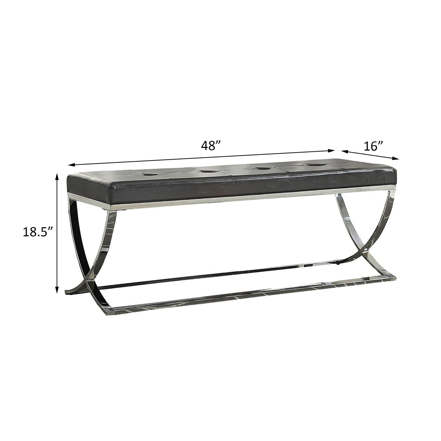 Curve Leg Bench With Upholstery - Black