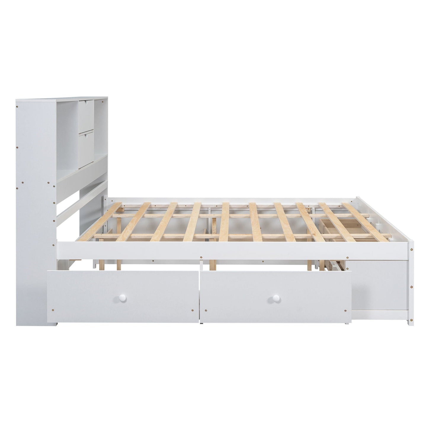 Platform Bed With Storage Headboard And 8 Drawers
