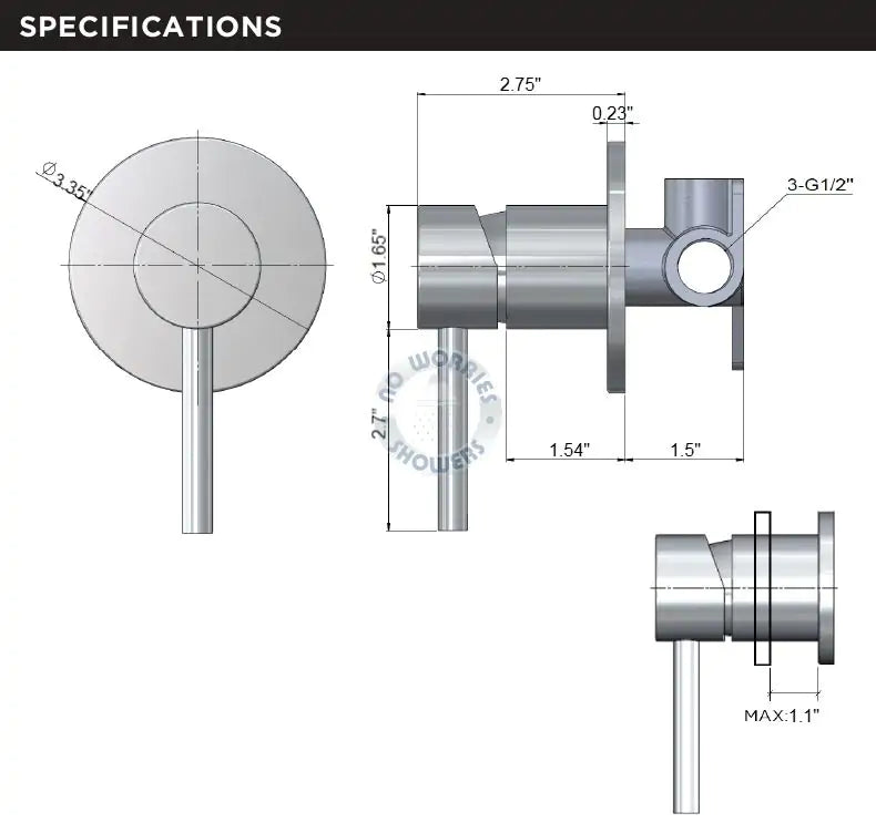 No Worries Showers Delta 316L Marine Grade Stainless Steel Wall Mounted Outdoor / Indoor Pool Shower Rail, 2 in 1 with Hot & Cold Mixer Valve and Hand Shower Wand Package