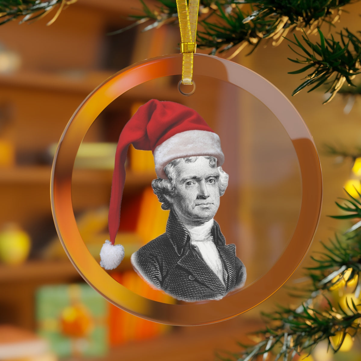 Thomas Jefferson Glass Ornament - 4LibertyShop.com