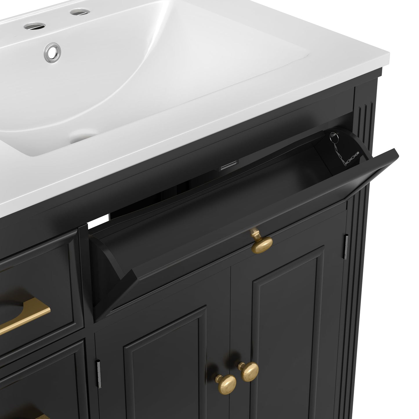 Modern Bathroom Vanity With Ceramic Sink, Freestanding