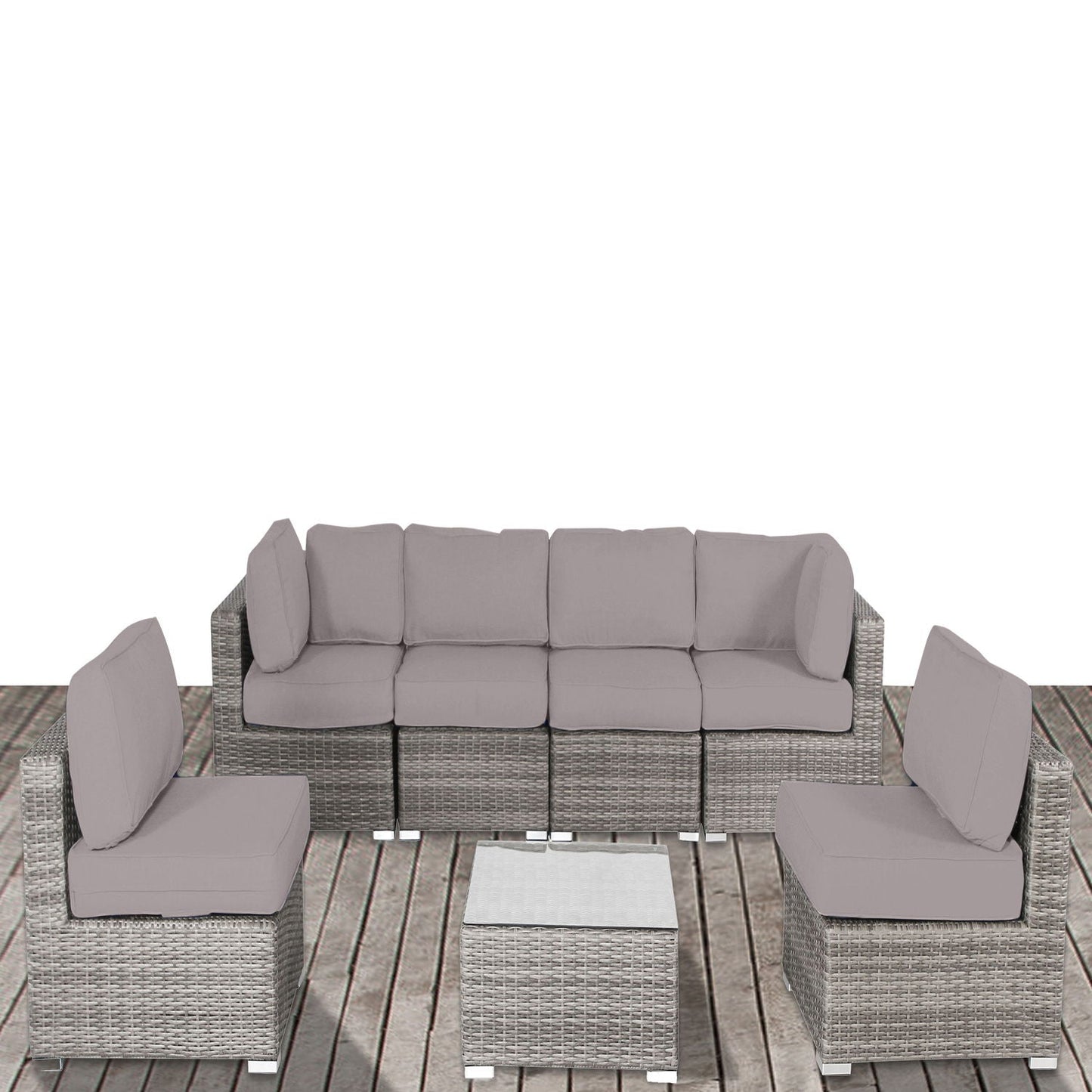 Seating Set With Cushions Handcrafted Wicker Design