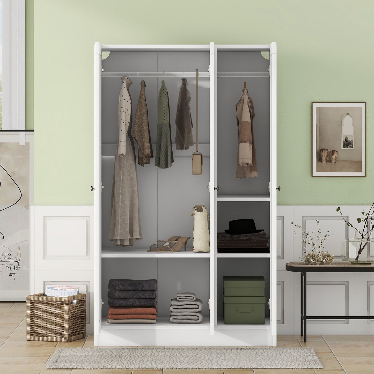 3 Door Shutter Wardrobe With Shelves