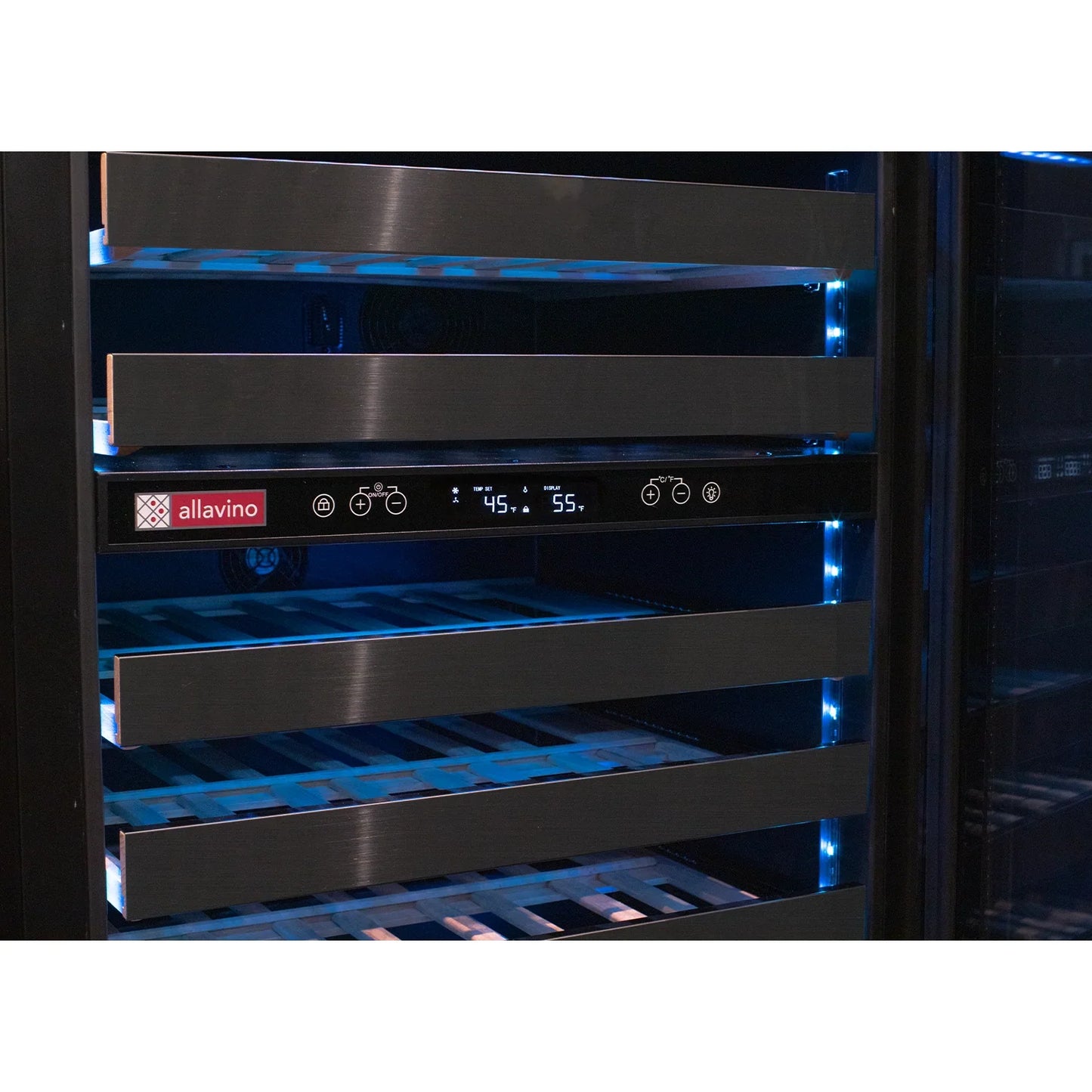 Allavino Reserva Series 100 Bottle 34" Tall Black Stainless Steel Side-by-Side Wine Cooler Refrigerator