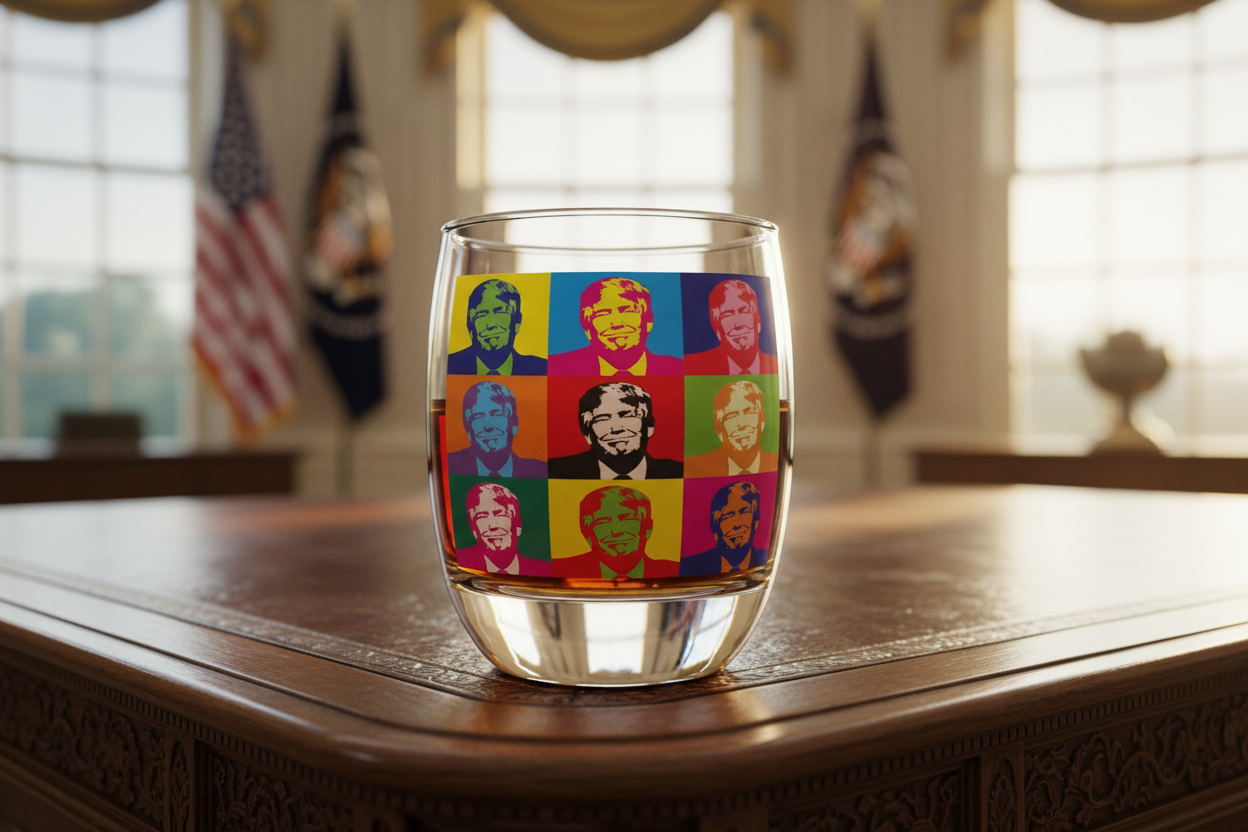 Donald Trump Triumphant Pop Art Whiskey Glass - 4LibertyShop.com