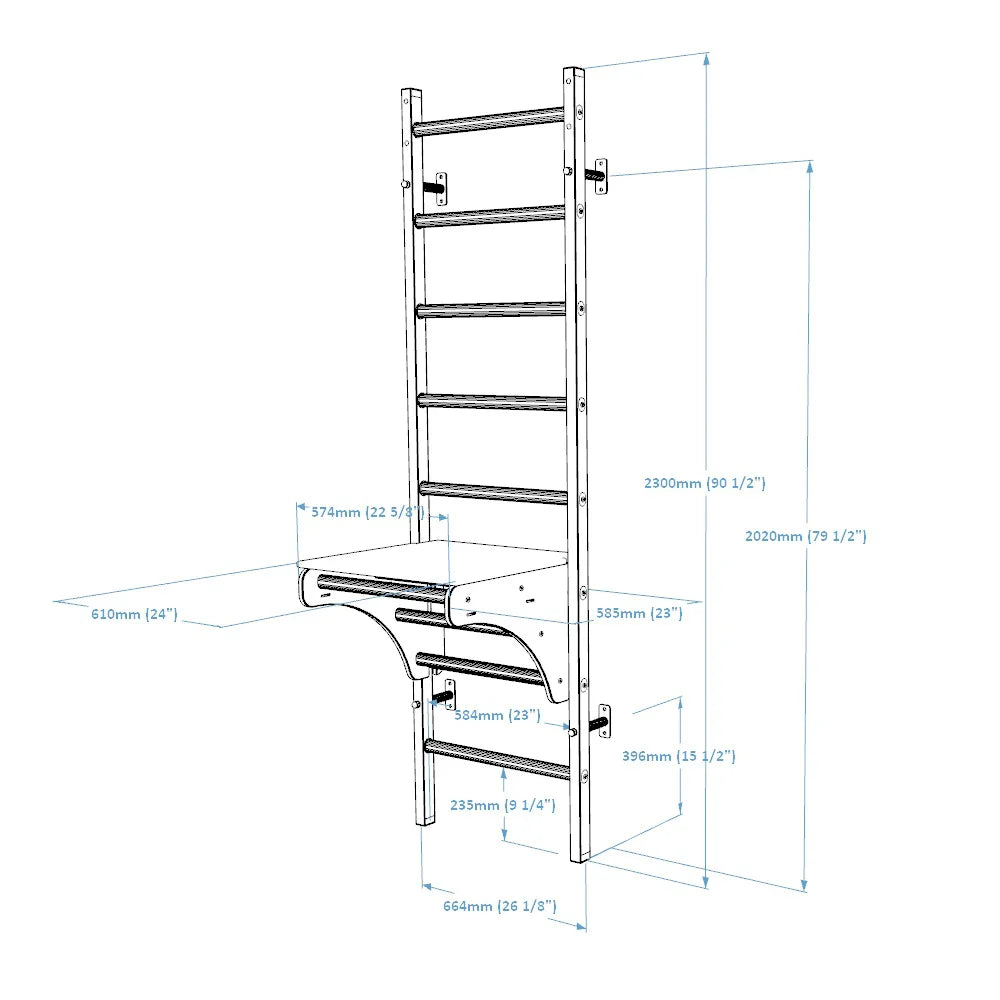 BenchK 212 Home Gymnastics Ladder with Accessories and Removable Desk