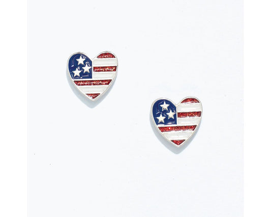 Patriotic Heart Earrings – American Flag Design