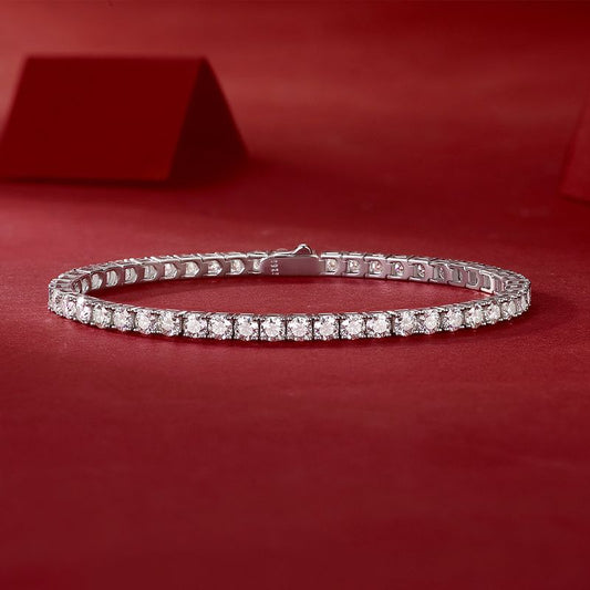 One-of-a-kind - A fashionable bracelet and bracelet jewelry set with 0.1-carat Moissan diamonds, S925 sterling silver and platinum-plated diamonds