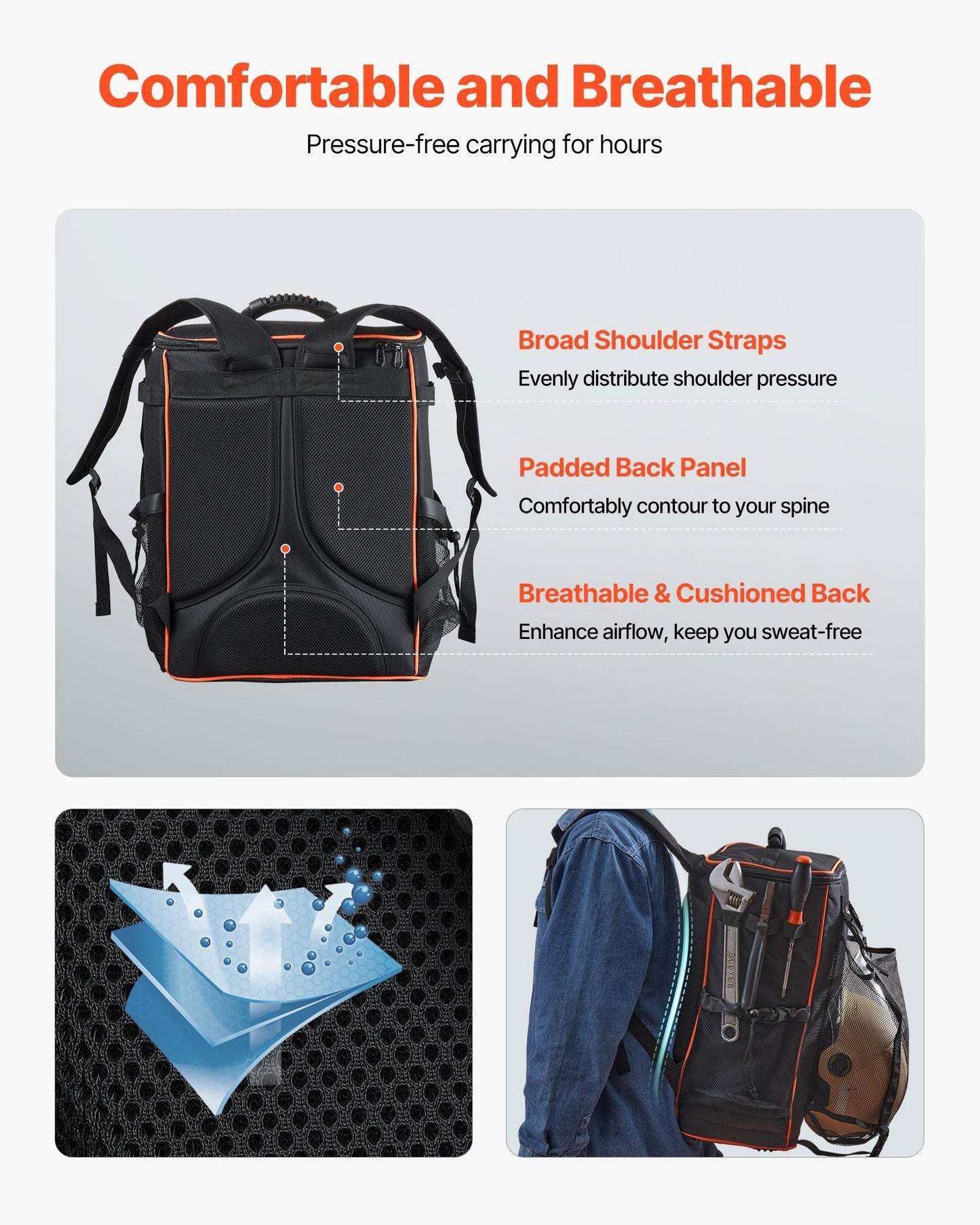 35.6L Welding Backpack 600D Polyester Welder Backpack for Tools and Helmet