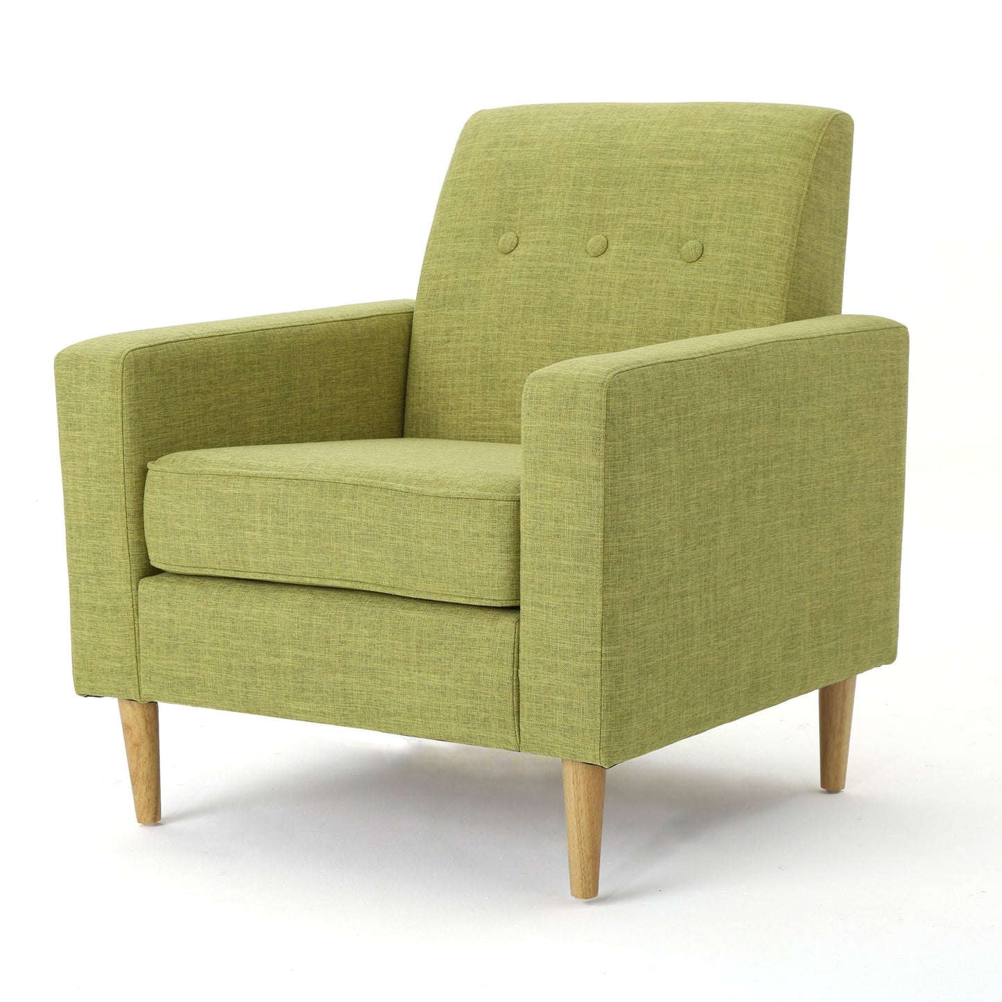 Nebulize Upholstered Fabric Club Chair With Button Tufted And Square Off Arm And Back
