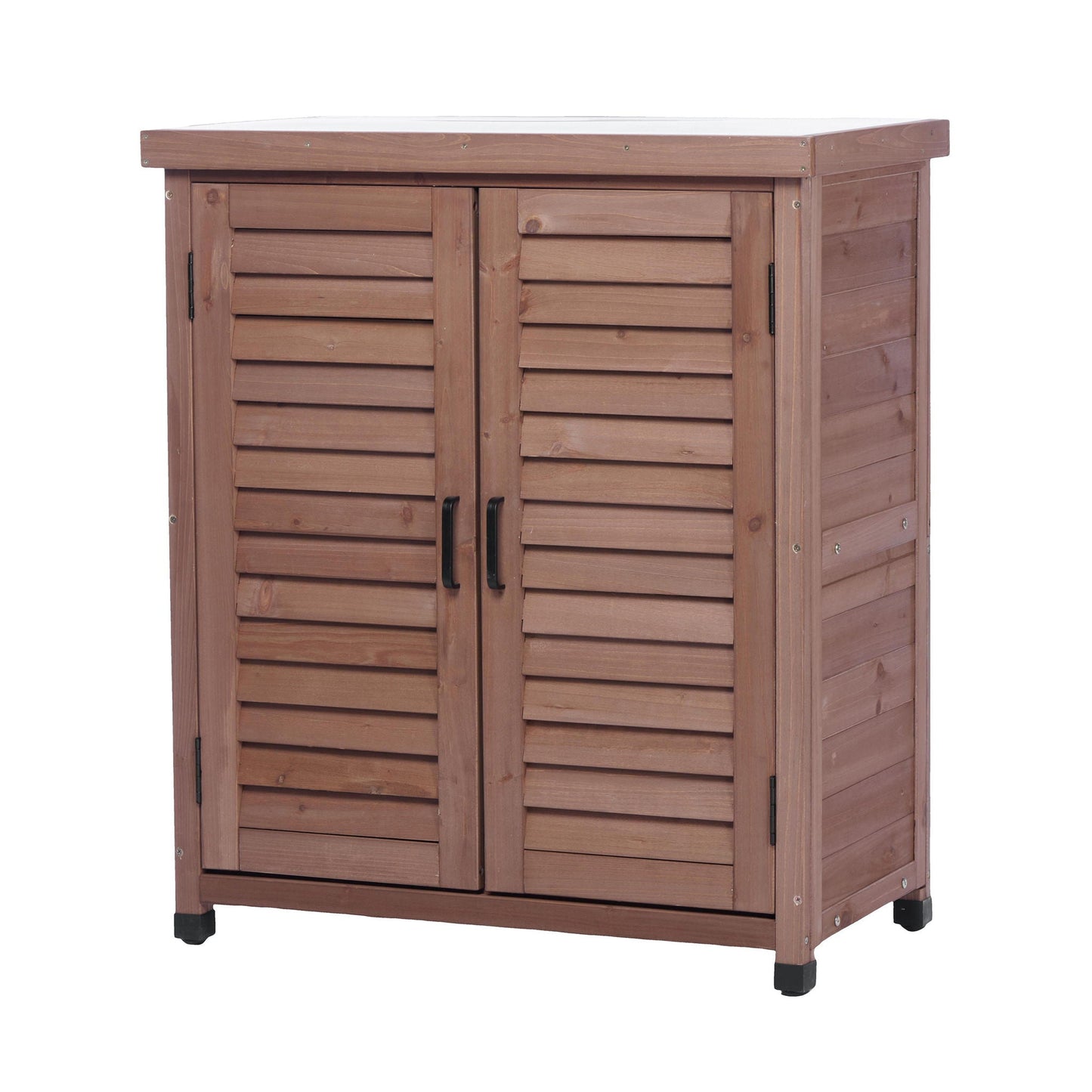 Potting Bench With Storage Cabinet And Metal Table Top For Outdoor