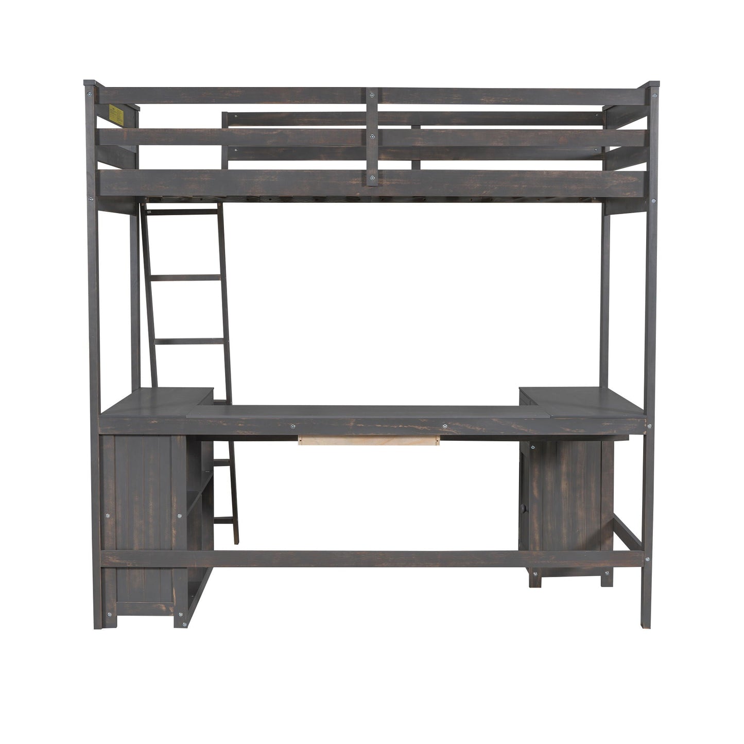 Loft Bed With U-Shaped Desk, Drawers, And Storage Shelves