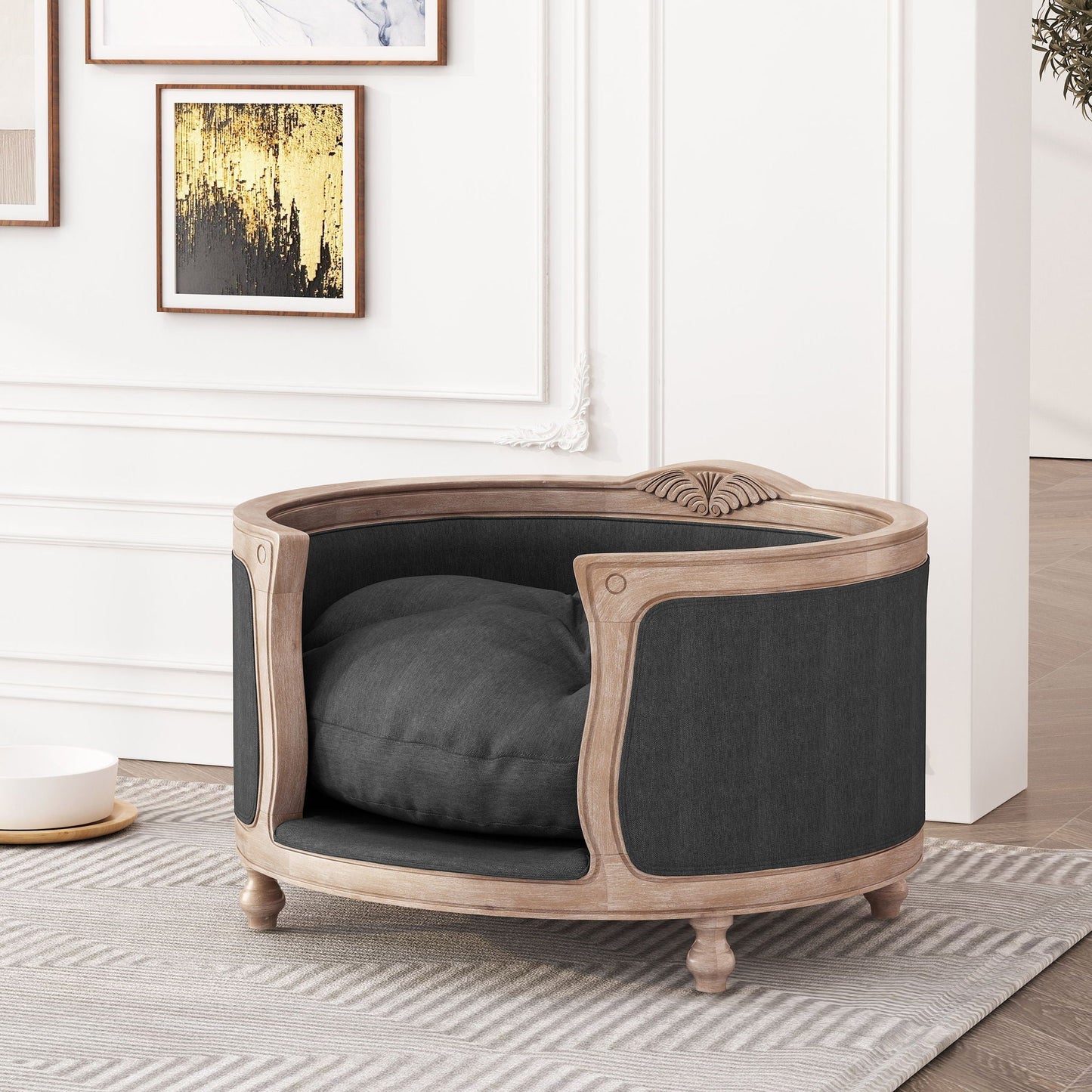 Upholstered Pet Bed, Fabric Dog Bed