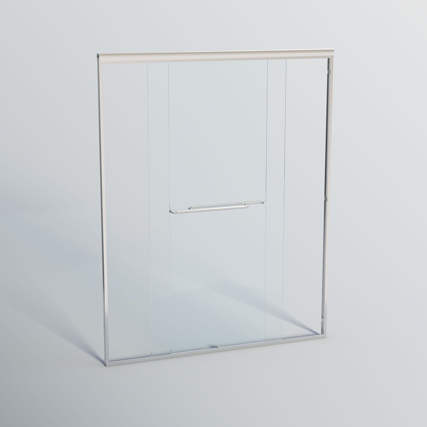Double Sliding Shower Door, Semi-Frameless Bypass Bathroom Sliding Door With 1/4" (6 Mm) Tempered Glass For Walk-In Shower