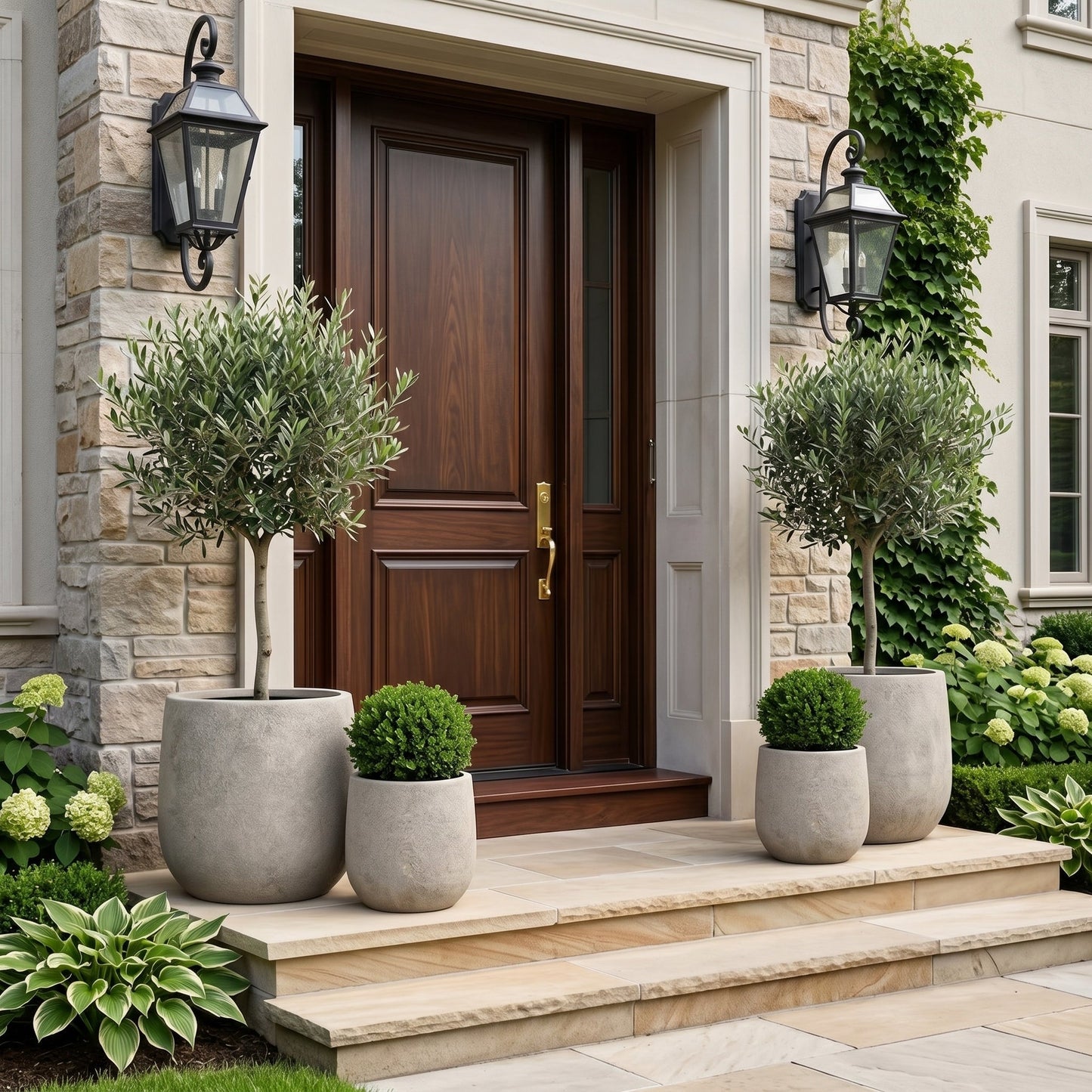 Round Concrete Planter Set of 2 - Antique Grey