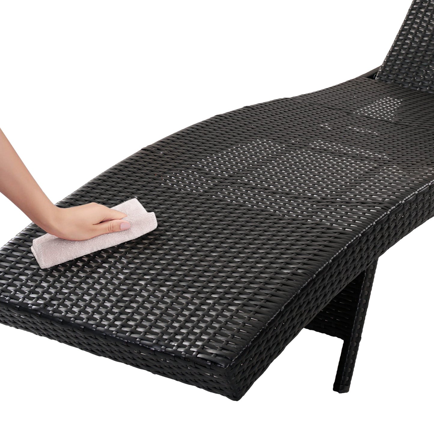 K&K 80'' Patio Wicker Chaise Lounge Chairs Set of 2