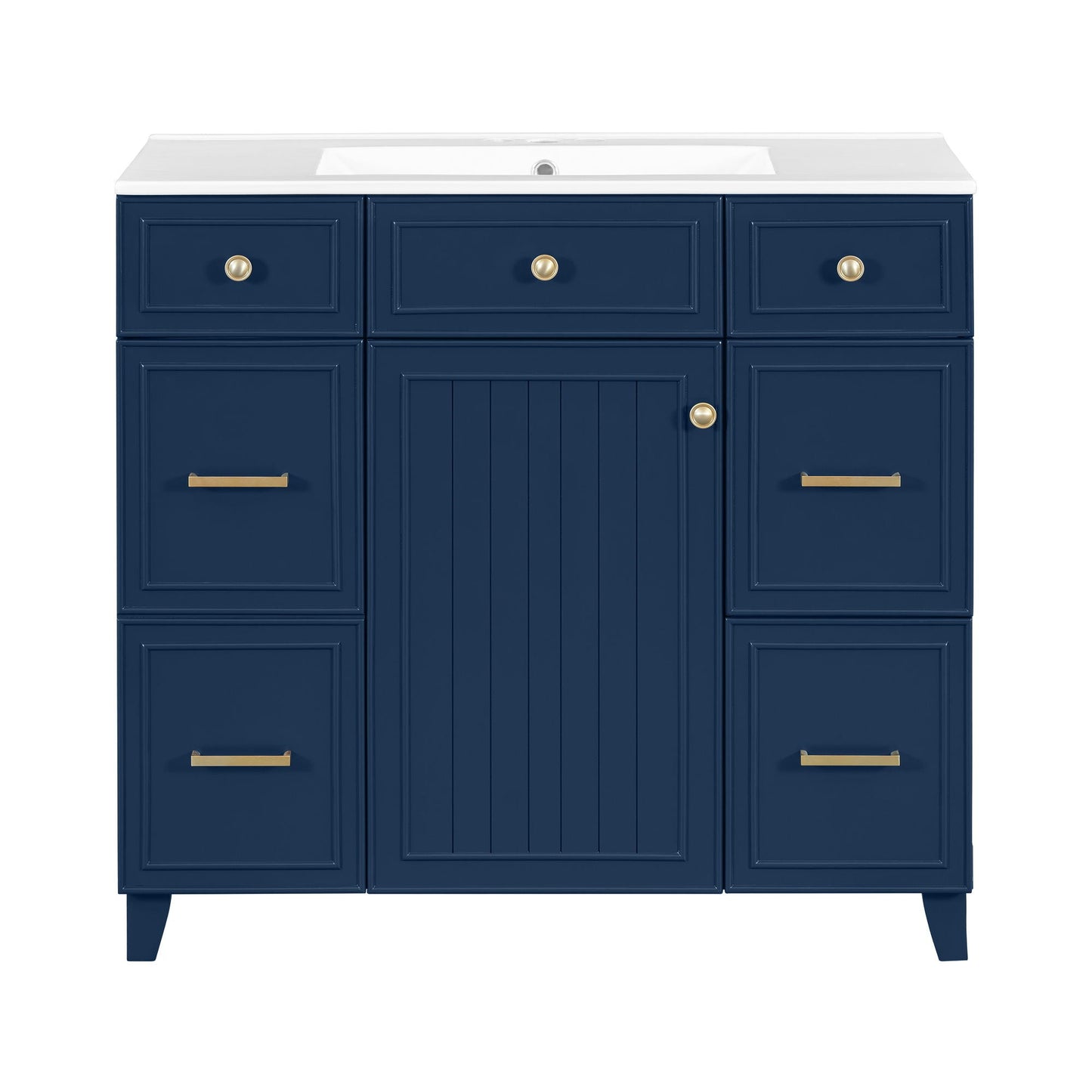 Bathroom Vanity With Ceramic Sink, Soft Close Doors, Adjustable Shelves