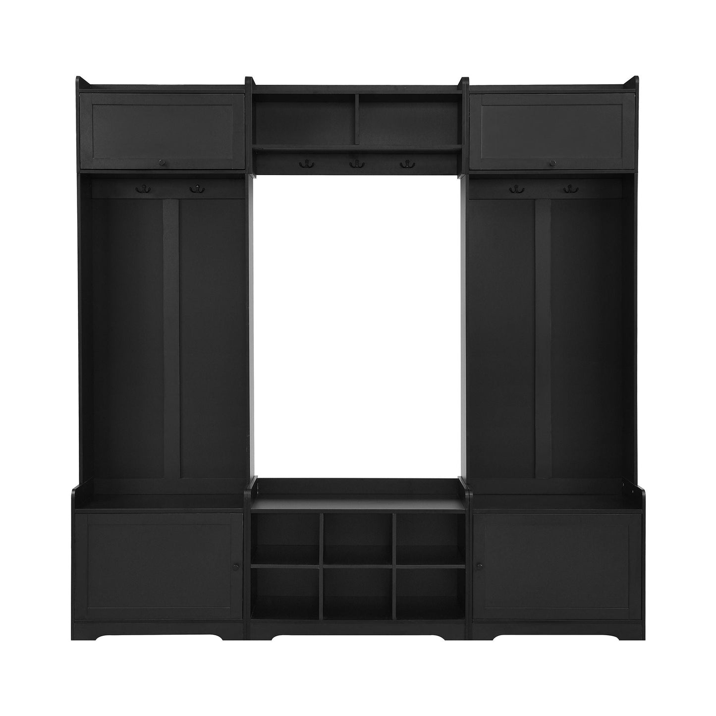 Wide Hall Tree With Shoe Storage, 4 In 1 Entryway Bench