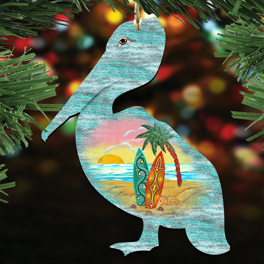 Coastal Wooden Ornaments-Whale,Shark,Pelican-Set of 3 by G. DeBrekht - Coastal Holiday Decor - 8100047S3