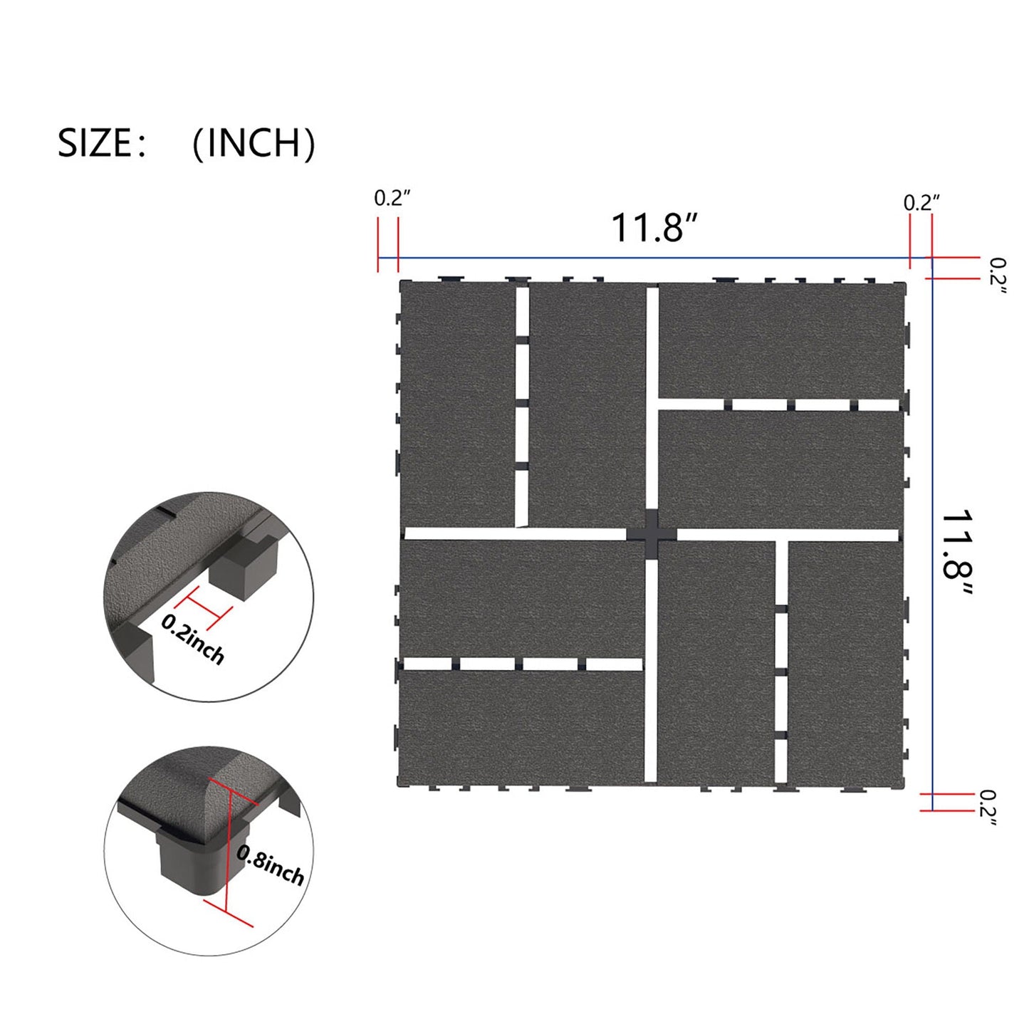 Plastic Interlocking Deck Tiles Patio Deck Tiles Waterproof Outdoor Use