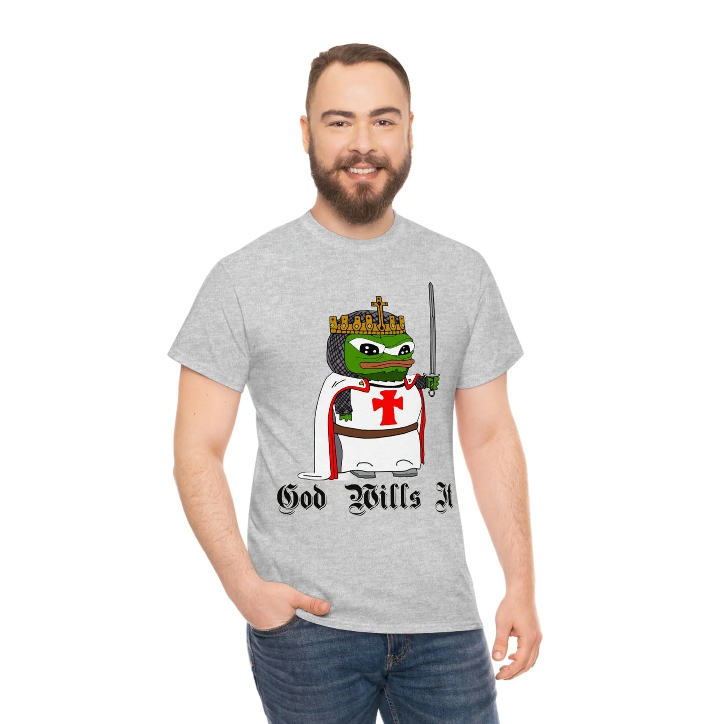 Crusader Pepe "God Wills It" Tee - Deus Vult Meme Shirt - 4LibertyShop.com