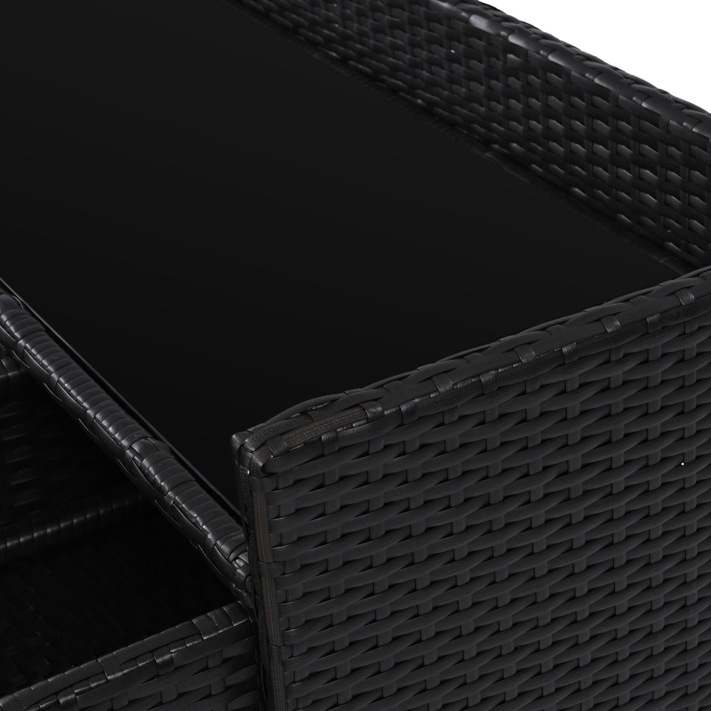 K&K 47.5"W Wicker Outdoor Storage Cabinet with Tempered Glass Top