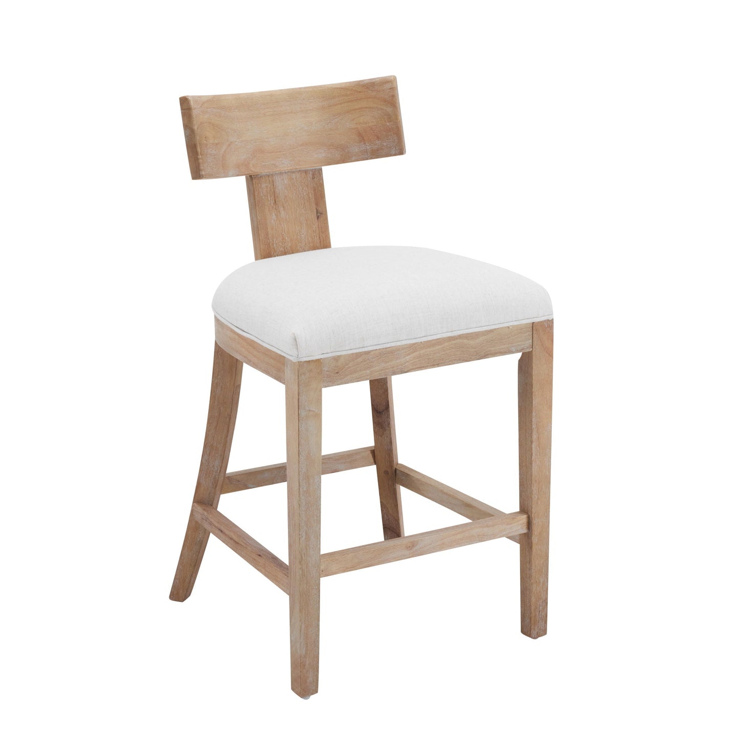 Upholstered Counter Height Bar Stools with Solid Rubber Wood Frame (Set of 2)