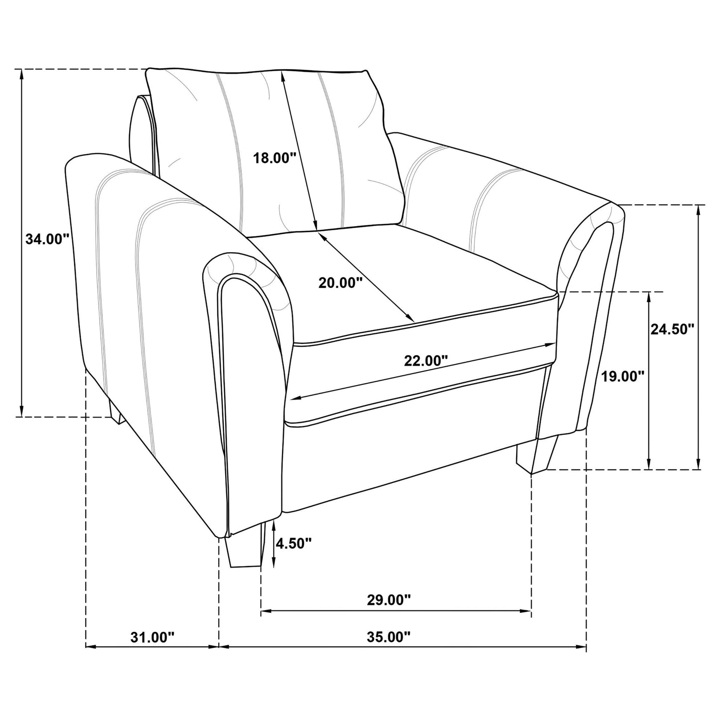 Dixon - Upholstered Rolled Arm Accent Chair - Gray