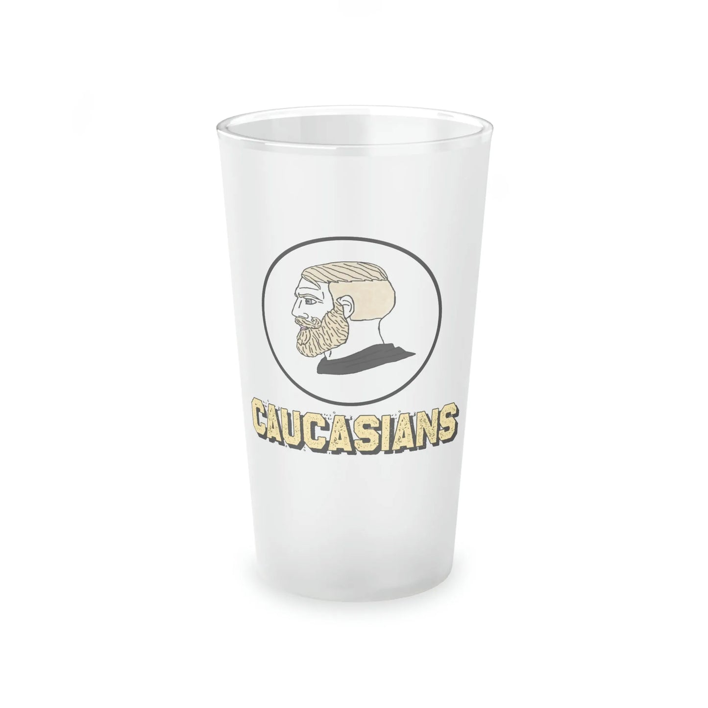 Caucasians Team Frosted Pint Glass, 16oz - 4LibertyShop.com