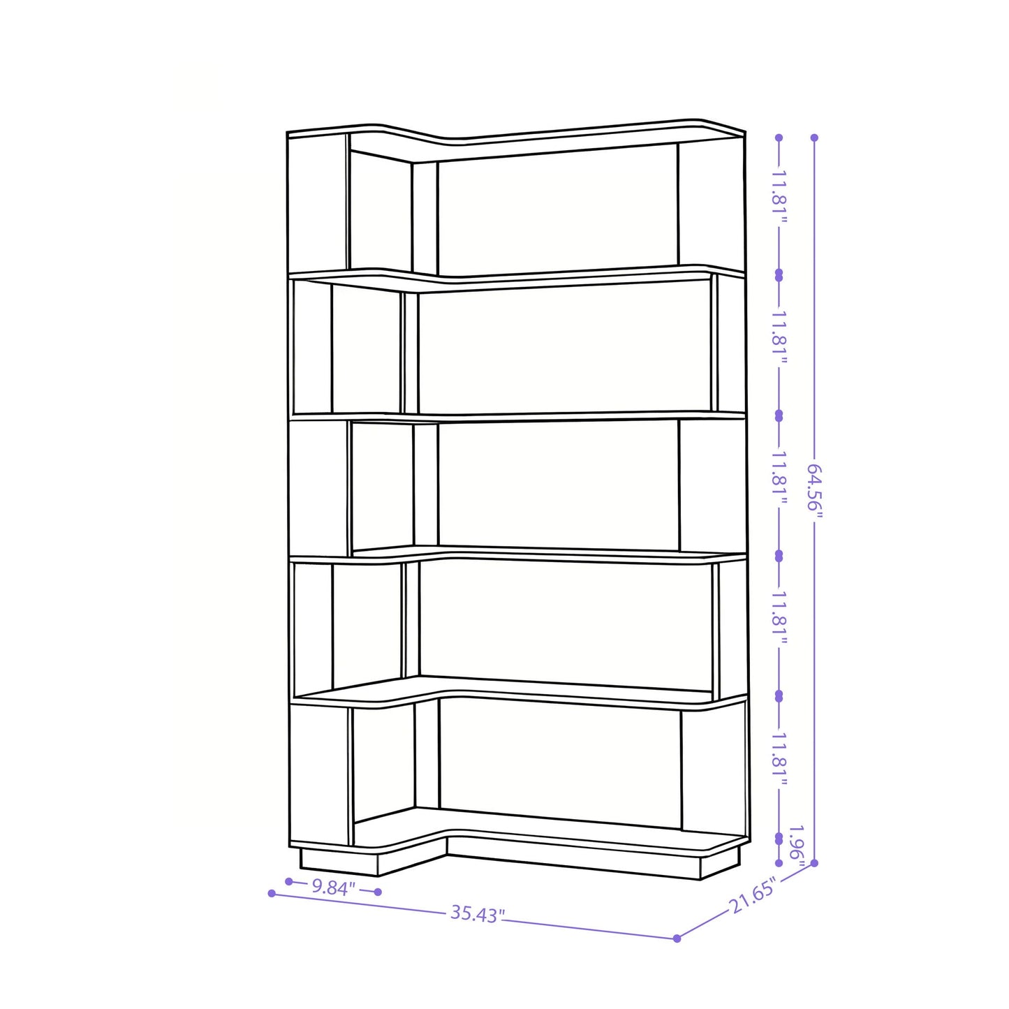 L-Shaped Design Corner Bookshelf