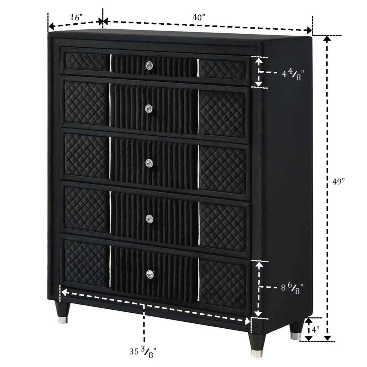 1 Piece Tall Chest Upholstery Textured - Black