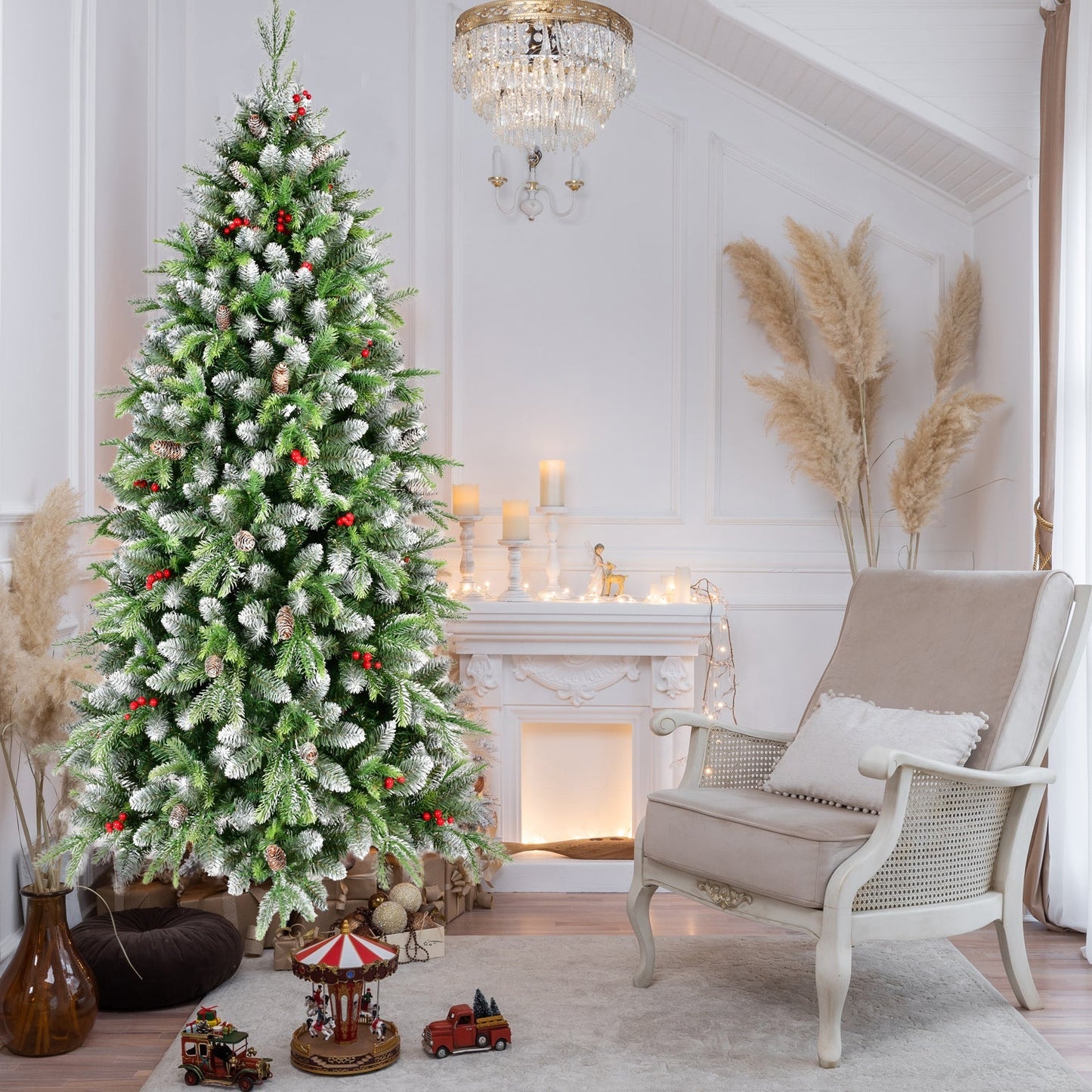 6ft Pre-Lit Artificial Christmas Tree with 380 Warm White LED Lights