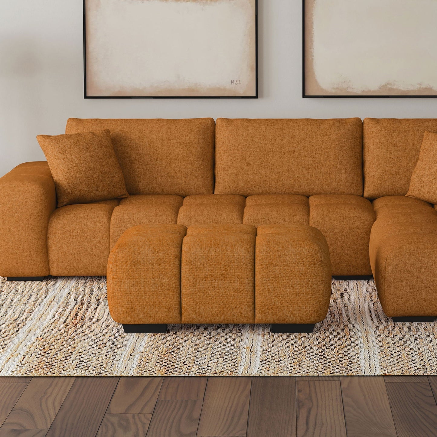 Inverness - Rectangular Upholstered Tufted Ottoman - Orange